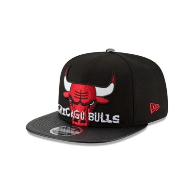 Black Chicago Bulls Hat - New Era NBA Tumbled Visor 9FIFTY Snapback Caps USA6439280